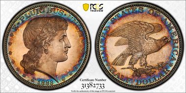 1882 50C J-1700, Shield Earring PR65+ CAM