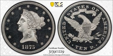 1875 $10 J-1447 PR66DCAM