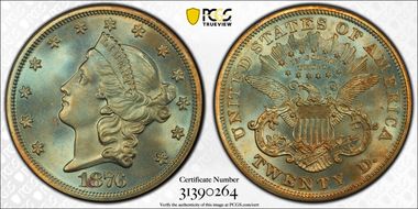 1876 $20 J-1493 PR67BN