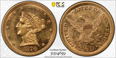 1870 $2.50 MS62