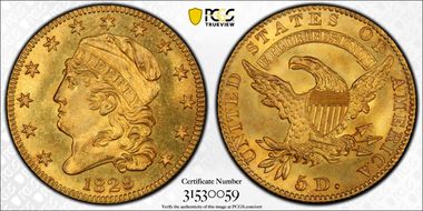 1829 $5 Large Size MS66+