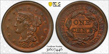 1854 1C N-28 MS63BN