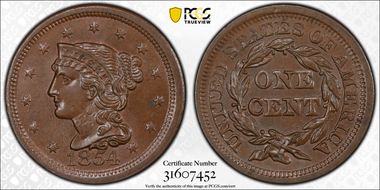 1854 1C Newcomb 14 MS64BN