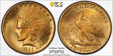 1911 $10 MS66+