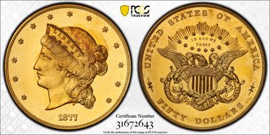 1877 $50 J-1549 Gilt PR64