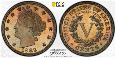 1883 5C With CENTS PR67+