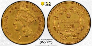 1874 $3 AU55