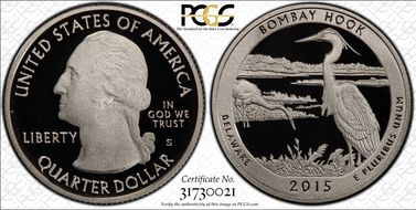 2015-S 25C Bombay Hook NP PR70DCAM