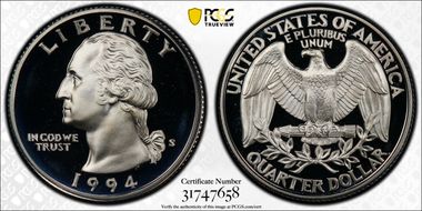 1994-S 25C Silver PR70DCAM