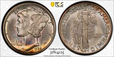 1936-D 10C MS68+ FB