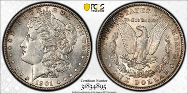 1901 $1 VAM 3, Shifted Eagle, DDR AU55