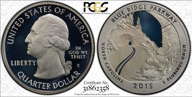 2015-S 25C Blue Ridge Pkwy -Silver PR70DCAM