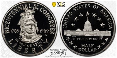 1989-S 50C Congress PR70DCAM
