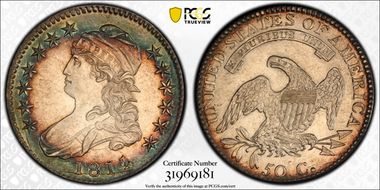 1814/3 50C Overton 101 AU58