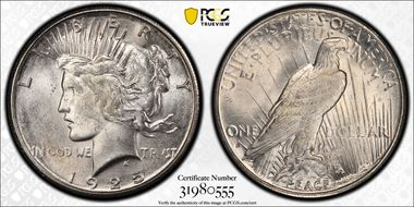 1925-S $1 VAM 3, Doubled Wing MS63