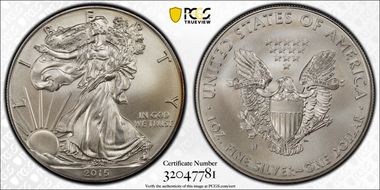 2015-W $1 Burnished Silver Eagle First Day of Issue - Denver Mercanti SP70