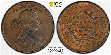 1805 1/2C C-4 Large 5 Stems AU55BN