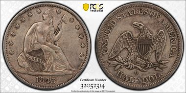 1843-O 50C WB-11 Large O XF45