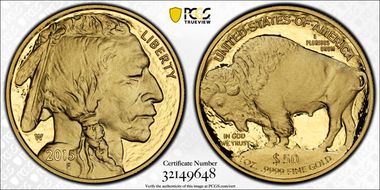 2015-W $50 American Buffalo .9999 Fine Gold First Strike PR70DCAM