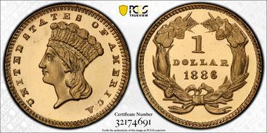 1886 G$1 PR66DCAM