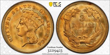 1863 $3 MS68