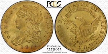 1811 $5 BD-2, Small 5 MS64+