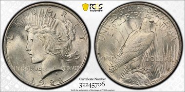 1922 $1 VAM 5C, TDR Eroded Face MS64