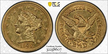 1849-C $2.50 AU58
