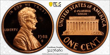 1988-S 1C PR70DCAM