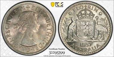 1957(m) Florin MS65