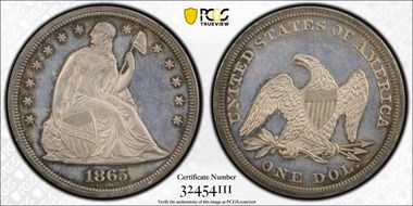 1865 $1 PR63CAM