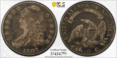 1807 50C O-114, Large Stars VF20