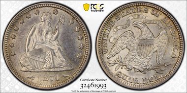 1874 25C Arrows MS62