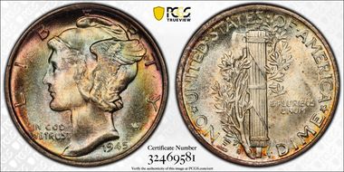 1945-S 10C Micro S MS67+