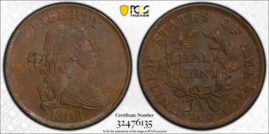 1804 1/2C Crosslet 4, Stems MS64BN