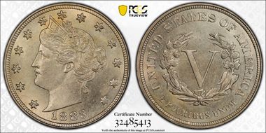 1883 5C No CENTS MS64