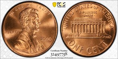 2000 1C "Cheerios" Cent MS67RD