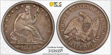 1854-O 50C WB-40 Arrows XF40