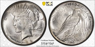 1922-S $1 VAM 5A Overpolished Rays MS64