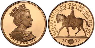 2002 £5 S-L10 Golden Jubilee Au PR69DCAM