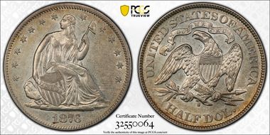 1876-S 50C WB-26 Very Small S AU53