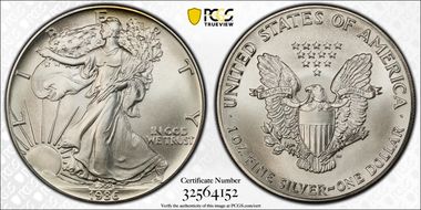 1986 $1 Silver Eagle MS70