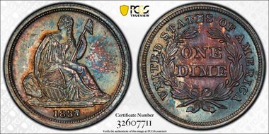 1837 10C Seated, Small Date MS66