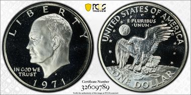 1971-S $1 Silver, Peg Leg PR69DCAM