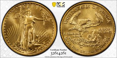 1992 $5 Gold Eagle MS70