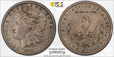 1891-O $1 VAM 1A, Clashed E VF35