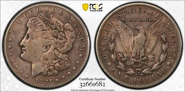 1921-S $1 VAM 1B-4b Thorn Head VF35