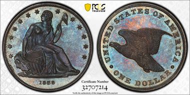 1838 $1 J-84, Gobrecht Restrike PR64+