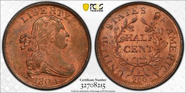 1804 1/2C C-13 MS64+ RD