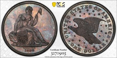 1836 $1 J-58, Gobrecht Restrike PR65+